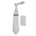 Men's Stacy Adams Tie and Hankie Set Woven Silky Satin #SAT134 White Paisley