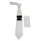 Men's Stacy Adams Tie and Hankie Set Woven Silky Satin #SAT134 White Paisley
