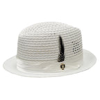 Men's BRUNO CAPELO Stingy Brim Fedora Braid Straw Hat Santa Cruz SC615 White