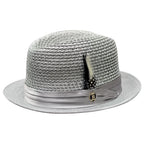 Men's BRUNO CAPELO Stingy Brim Fedora Braid Straw Hat Santa Cruz SC617 Silver