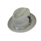Men's BRUNO CAPELO Stingy Brim Fedora Braid Straw Hat Santa Cruz SC617 Silver