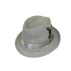 Men's BRUNO CAPELO Stingy Brim Fedora Braid Straw Hat Santa Cruz SC617 Silver