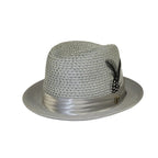 Men's BRUNO CAPELO Stingy Brim Fedora Braid Straw Hat Santa Cruz SC617 Silver
