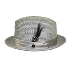 Men's BRUNO CAPELO Stingy Brim Fedora Braid Straw Hat Santa Cruz SC617 Silver
