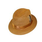 Men's BRUNO CAPELO Stingy Brim Fedora Braid Straw Hat Santa Cruz SC618 Cognac