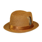 Men's BRUNO CAPELO Stingy Brim Fedora Braid Straw Hat Santa Cruz SC618 Cognac