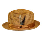 Men's BRUNO CAPELO Stingy Brim Fedora Braid Straw Hat Santa Cruz SC618 Cognac