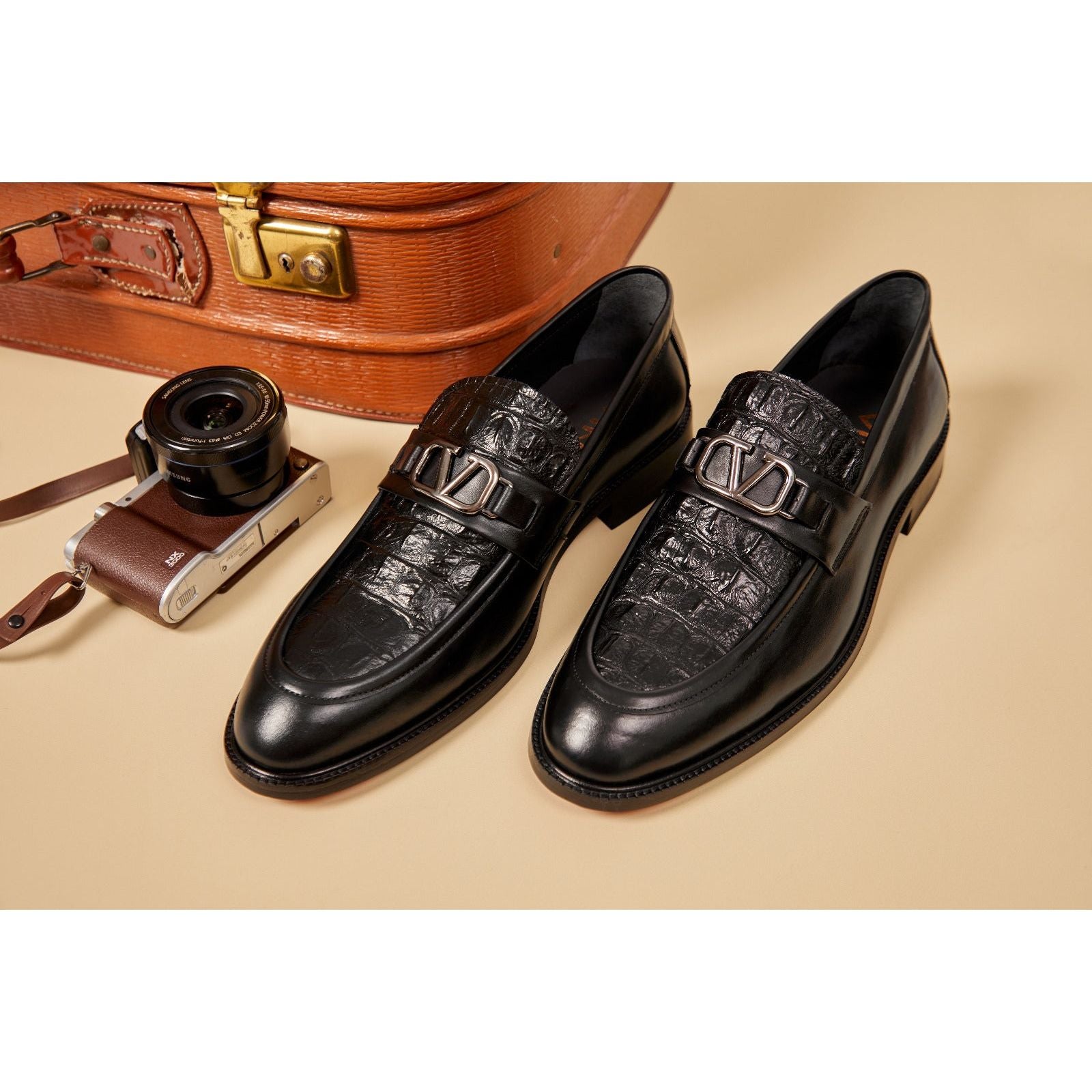 Vinci Amsterdam Black Bit Loafer Men Leather Shoes