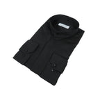 Mens CEREMONIA Pastor Shirt 100% Cotton Turkey Banded Collar #stn 15 hyk black
