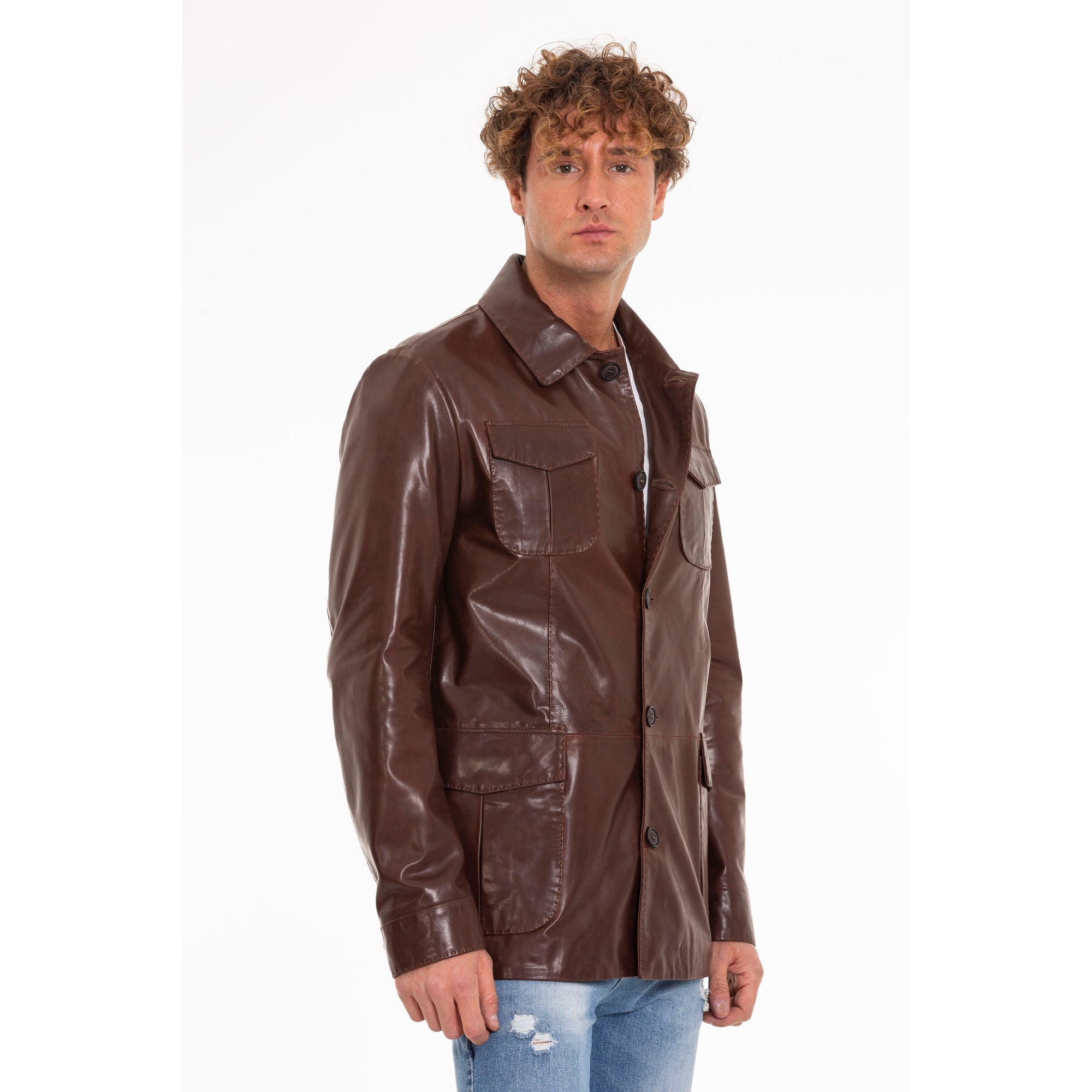 The Turro Brown Leather Men Jacket
