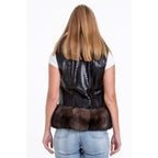 The Fitzroy Pythn Skin Leather Black Pullover Vest with a Pure Fox Fur Women Jacket