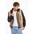 The Melbourne Pure Wolf Fur Leather Black Men Jacket