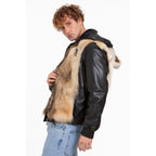 The Melbourne Pure Wolf Fur Leather Black Men Jacket