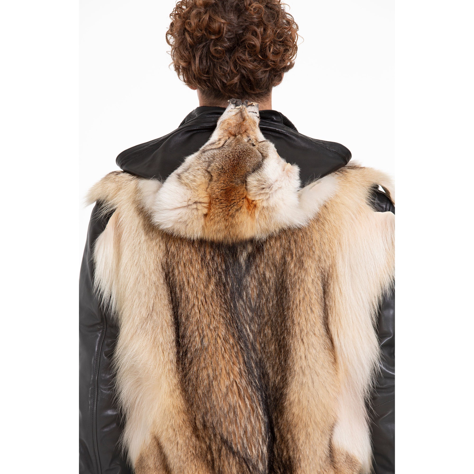 The Melbourne Pure Wolf Fur Leather Black Men Jacket