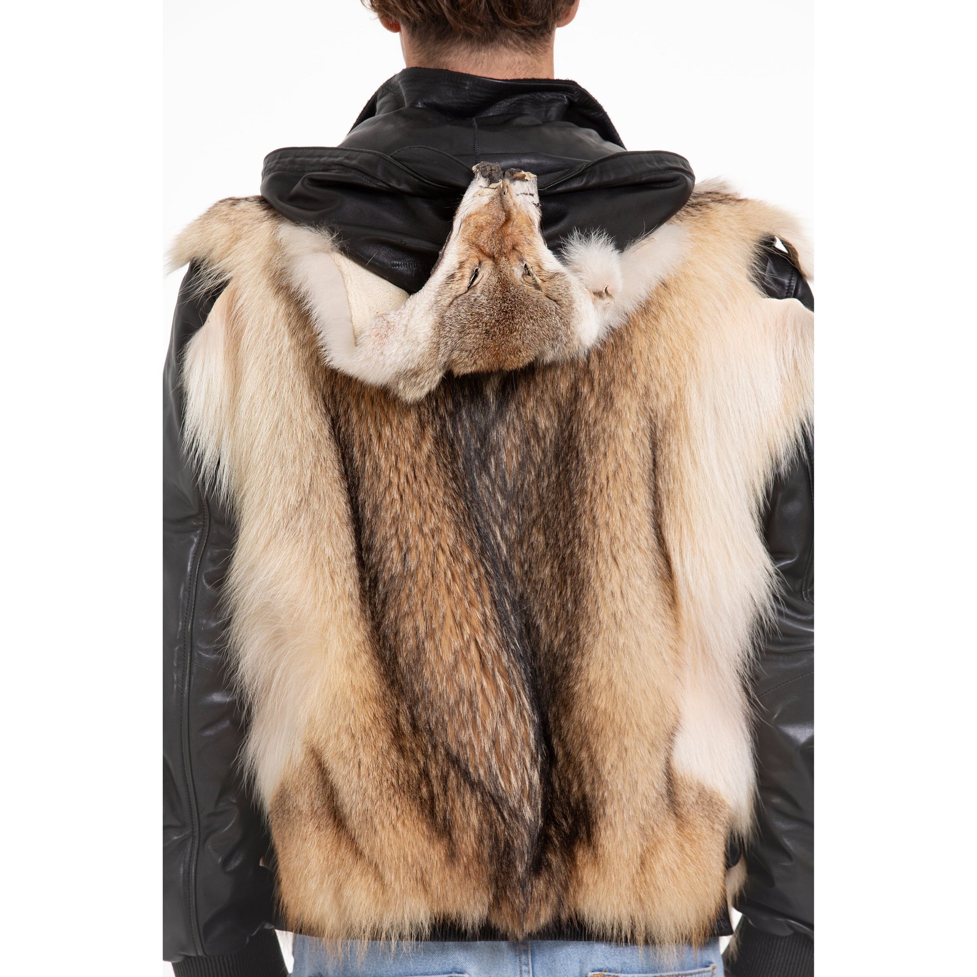 The Melbourne Pure Wolf Fur Leather Black Men Jacket