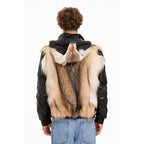 The Melbourne Pure Wolf Fur Leather Black Men Jacket