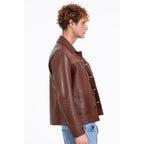 The Glasgow Tan Handwoven Leather Men Jacket