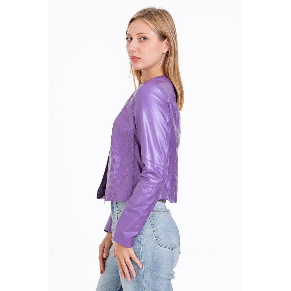 The Havnen  Lilac Leather Women Jacket
