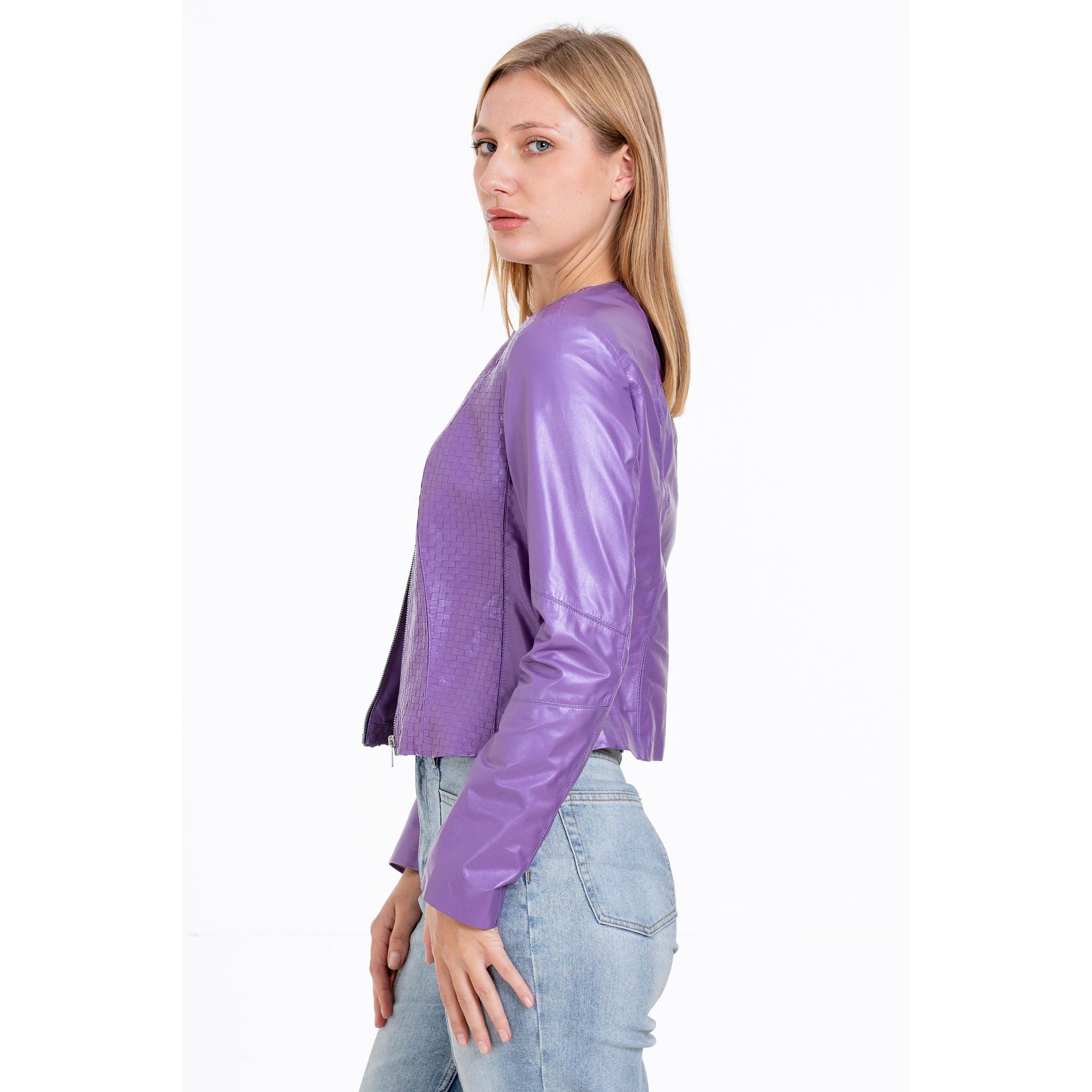 The Havnen  Lilac Leather Women Jacket