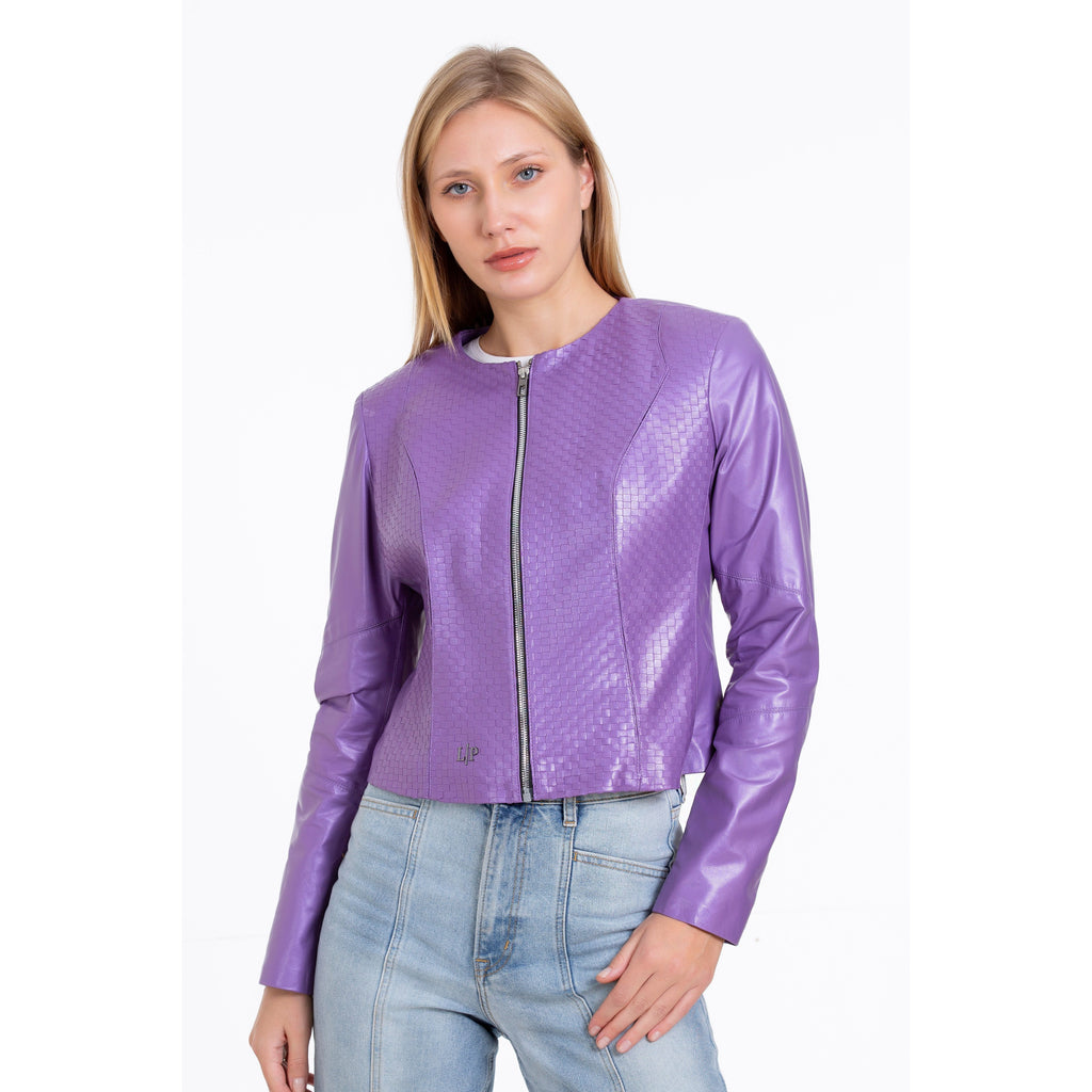 The Havnen  Lilac Leather Women Jacket