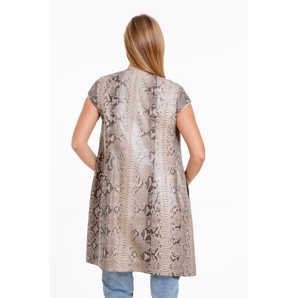 The Principe Pythn Skin Leather Natural Zip-Up Vest Women Jacket