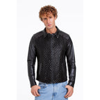 The Bedford Pythn Skin Handwoven Leather Black Men Jacket