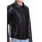 The Bedford Pythn Skin Handwoven Leather Black Men Jacket