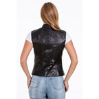The Strasbourg Pythn Skin Leather Black Zip-Up Vest Women Jacket