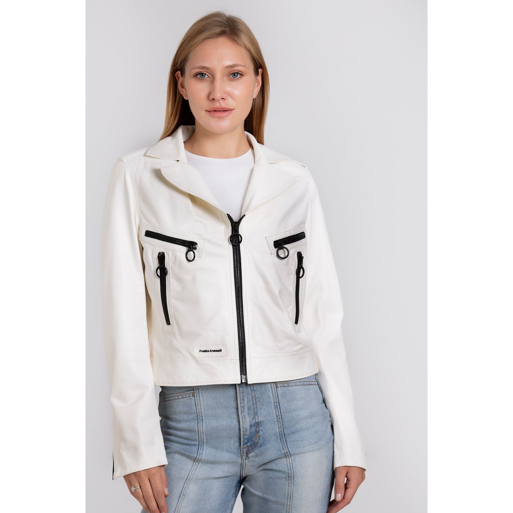 Vinci The Altona Leather White Women Jacket