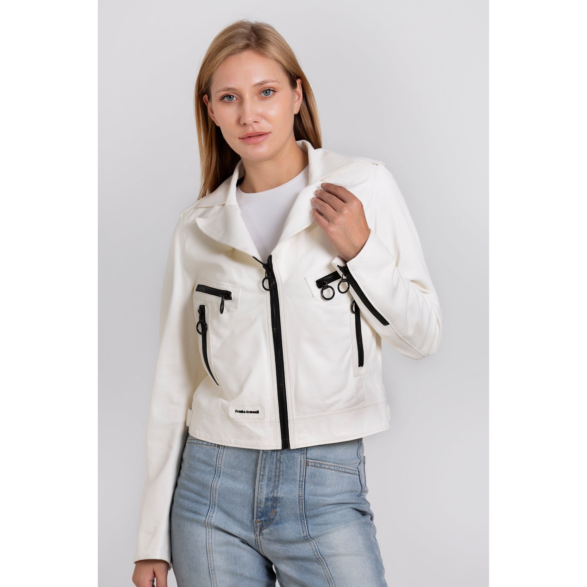 Vinci The Altona Leather White Women Jacket
