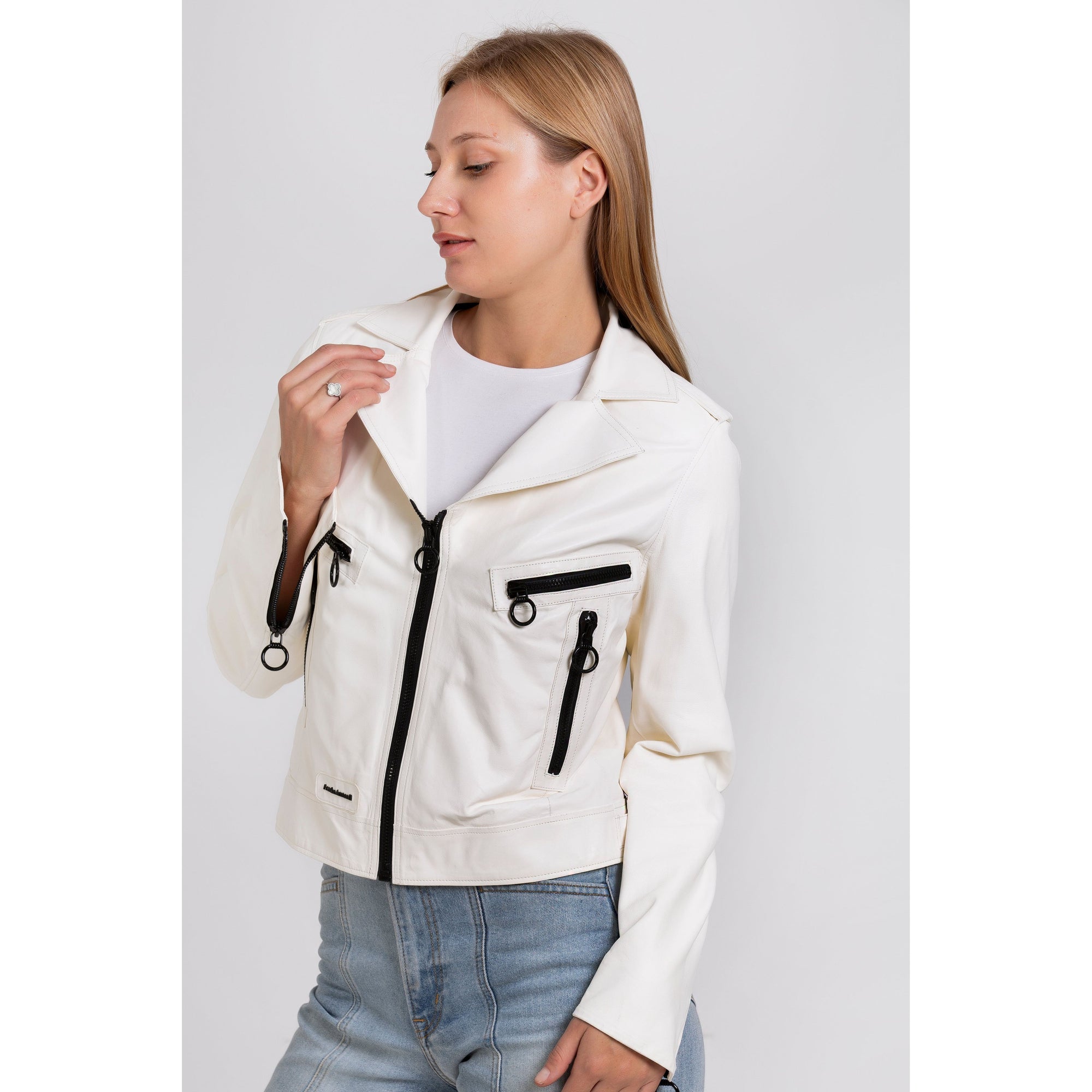 Vinci The Altona Leather White Women Jacket