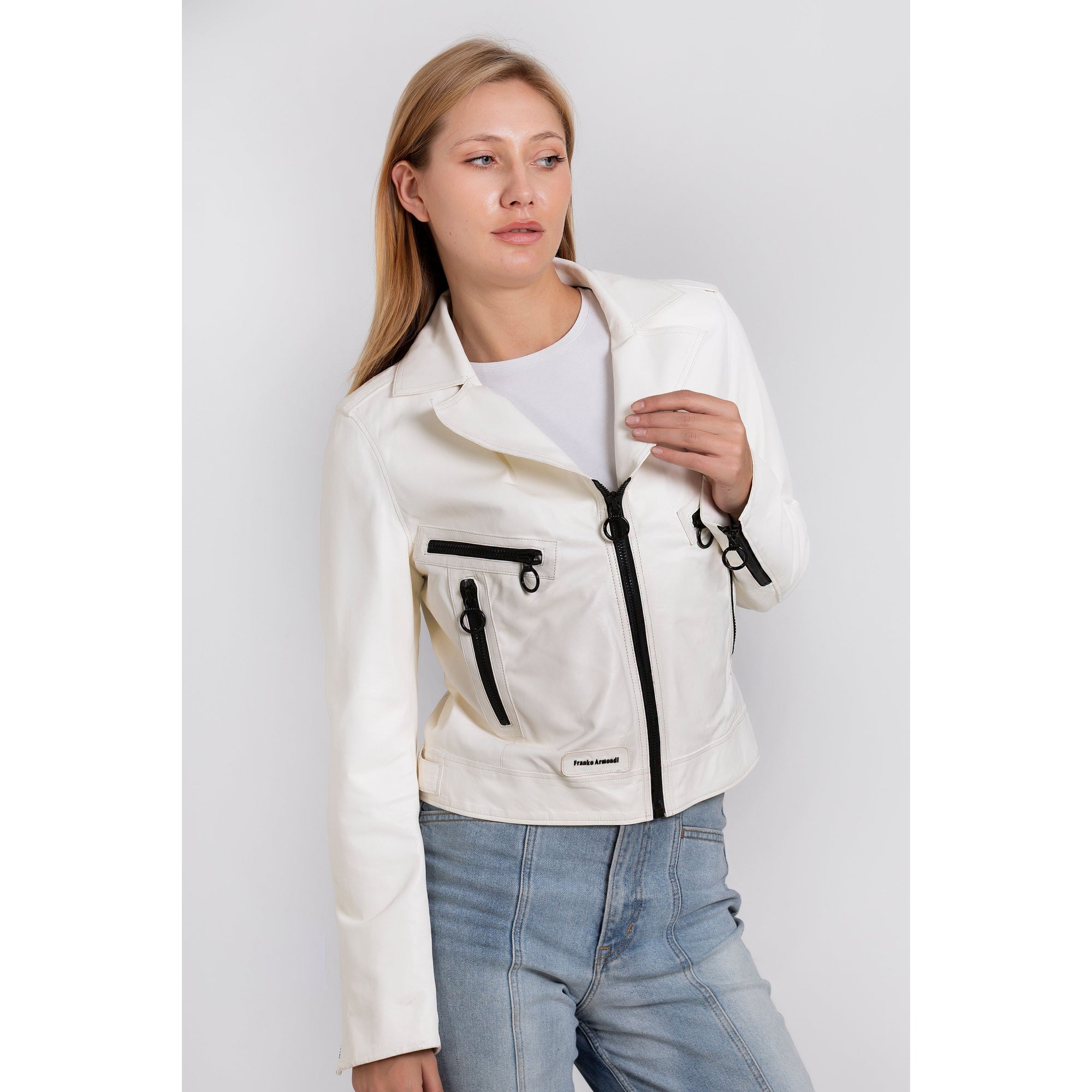 Vinci The Altona Leather White Women Jacket