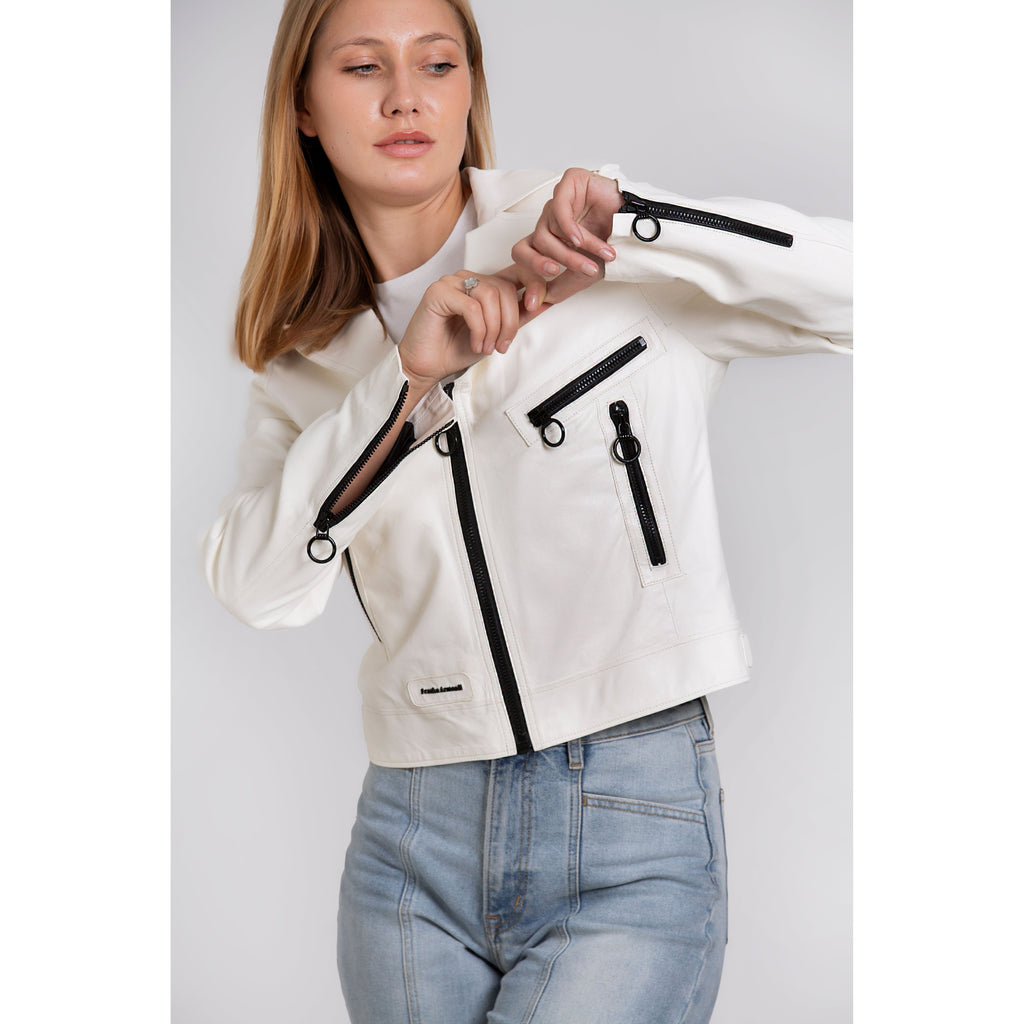 Vinci The Altona Leather White Women Jacket