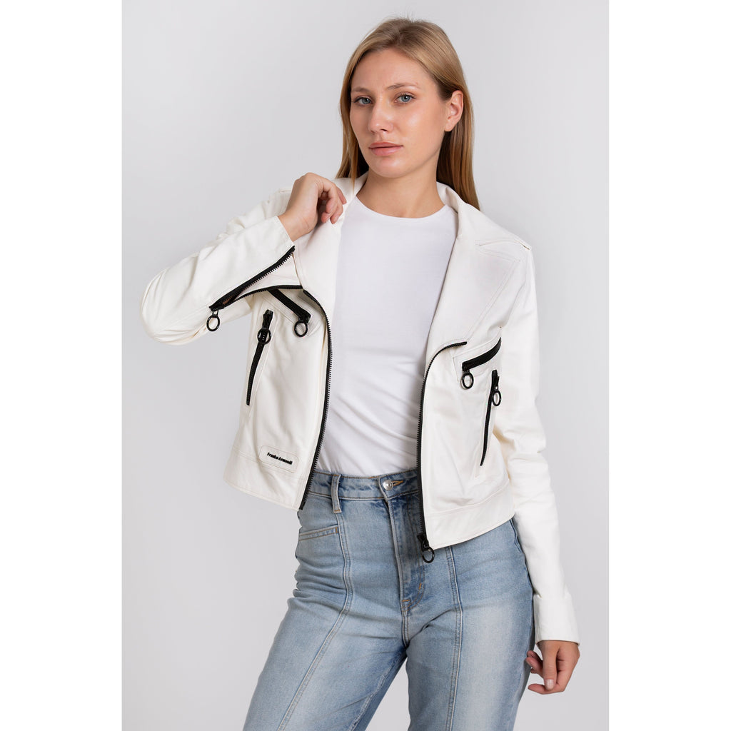 Vinci The Altona Leather White Women Jacket
