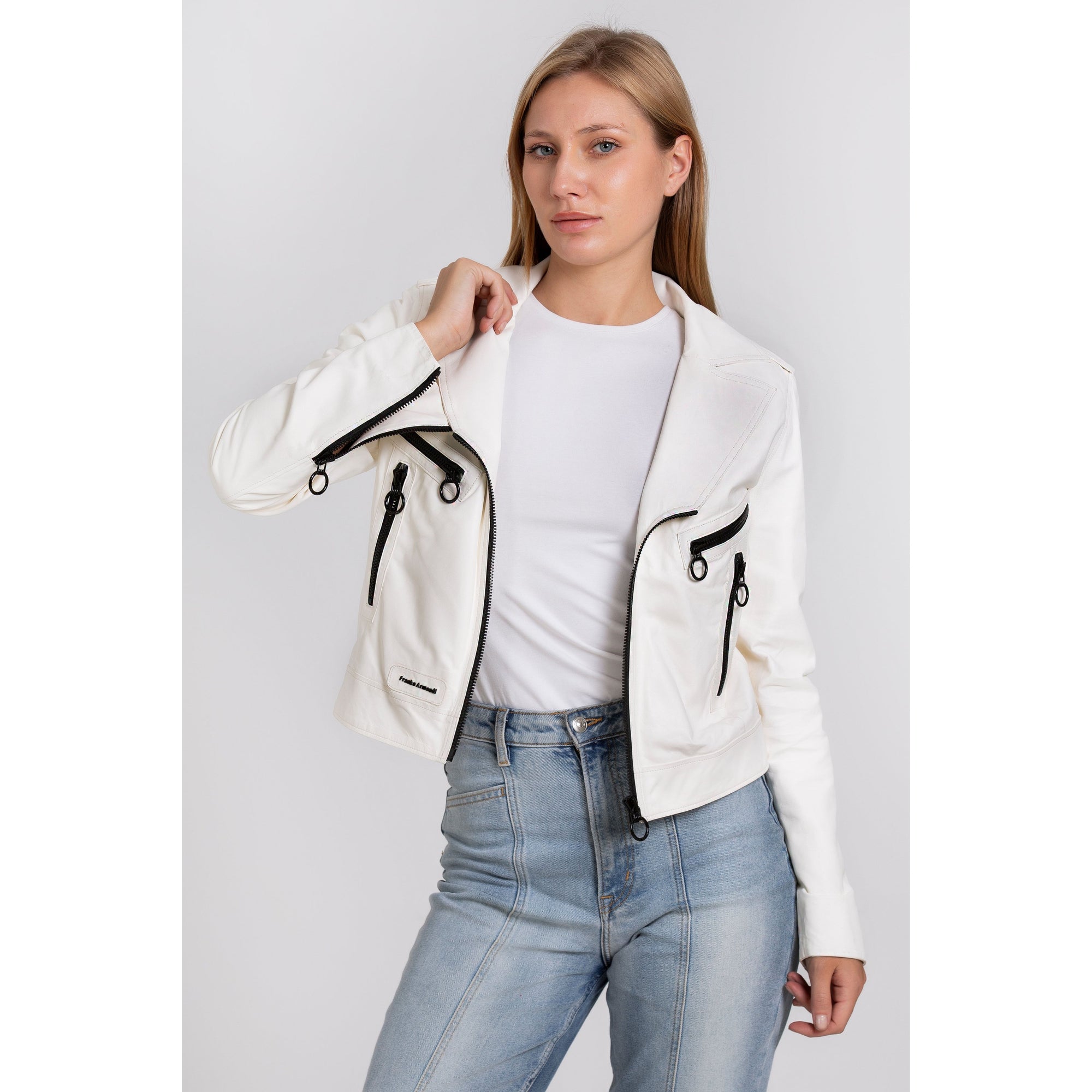Vinci The Altona Leather White Women Jacket
