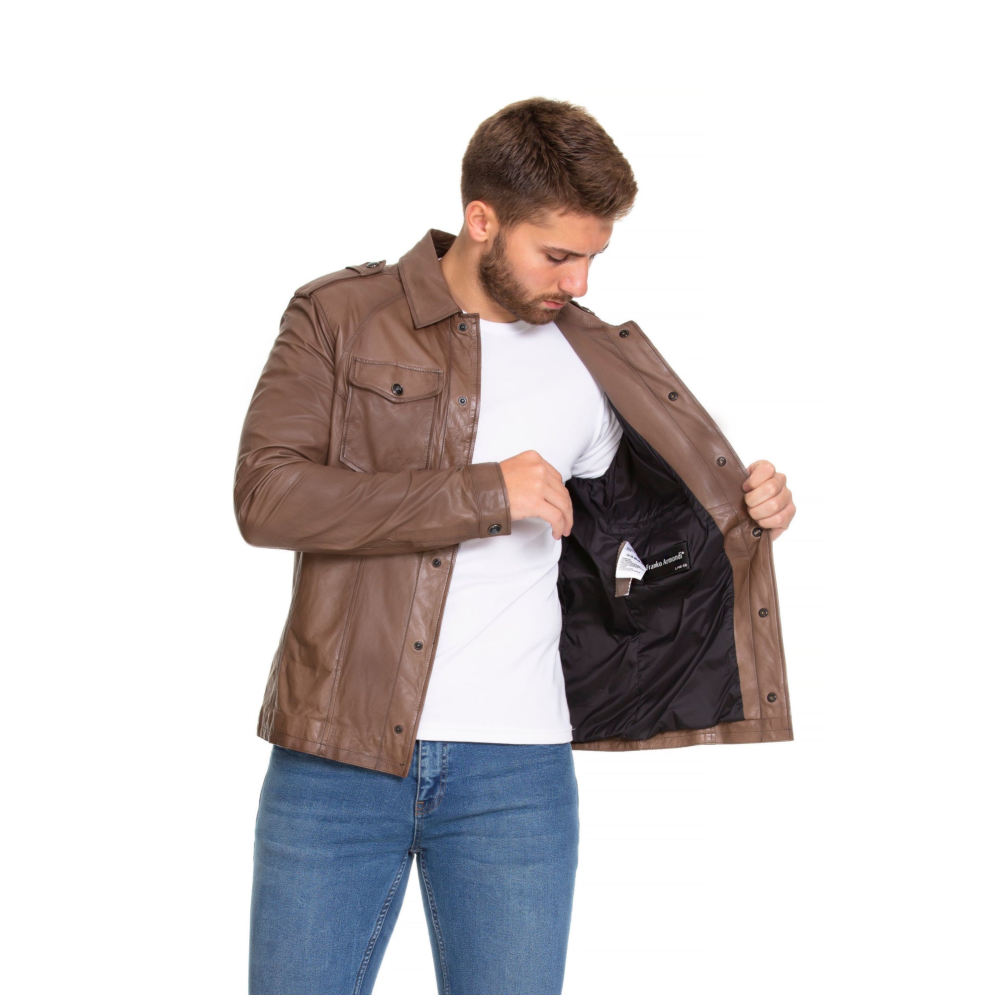 The Sabariego Tan Leather Men Jacket