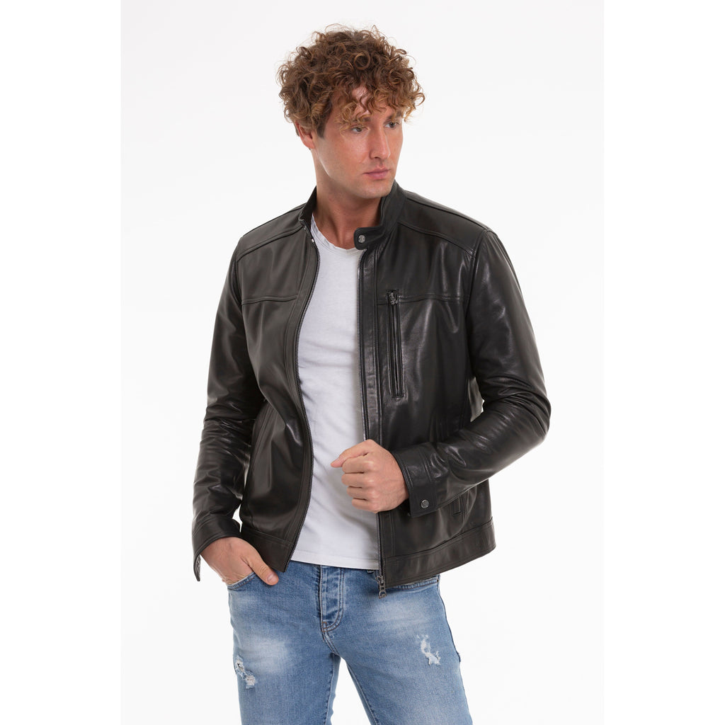 The Poleo Black Leather Men Jacket