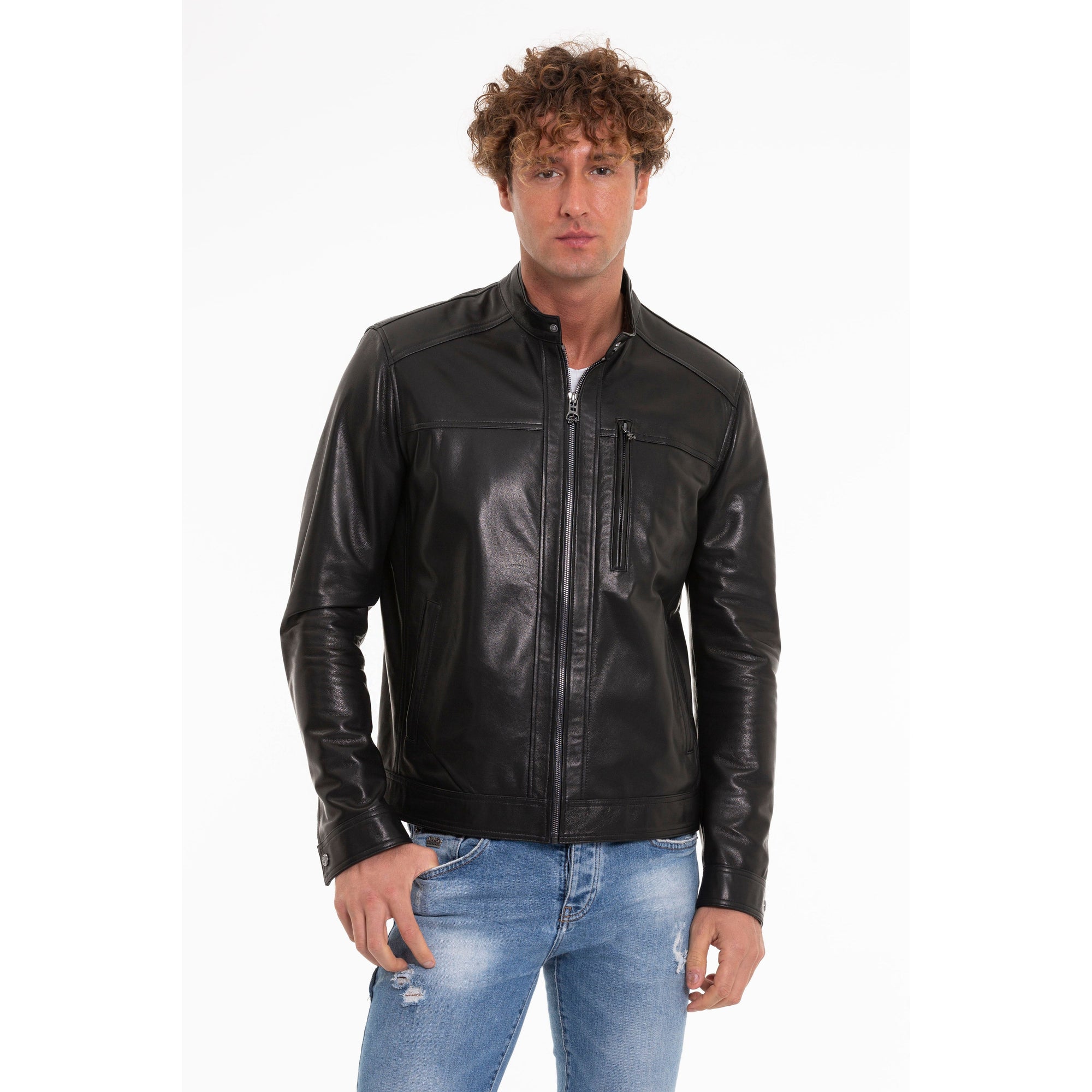 The Poleo Black Leather Men Jacket