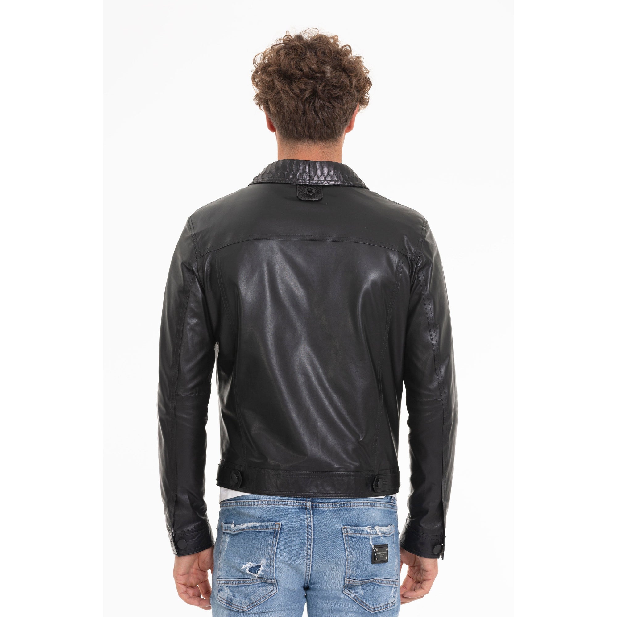 The Cacin Snake Black Leather Men Jacket