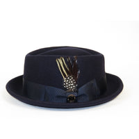 Bruno Capelo Hat Wool Fedora Diamond Crown Santana Stingy Brim SA204 Navy