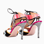 The Santa Amaro Multicolor T-Strap Lace-Up Leather Women Sandal
