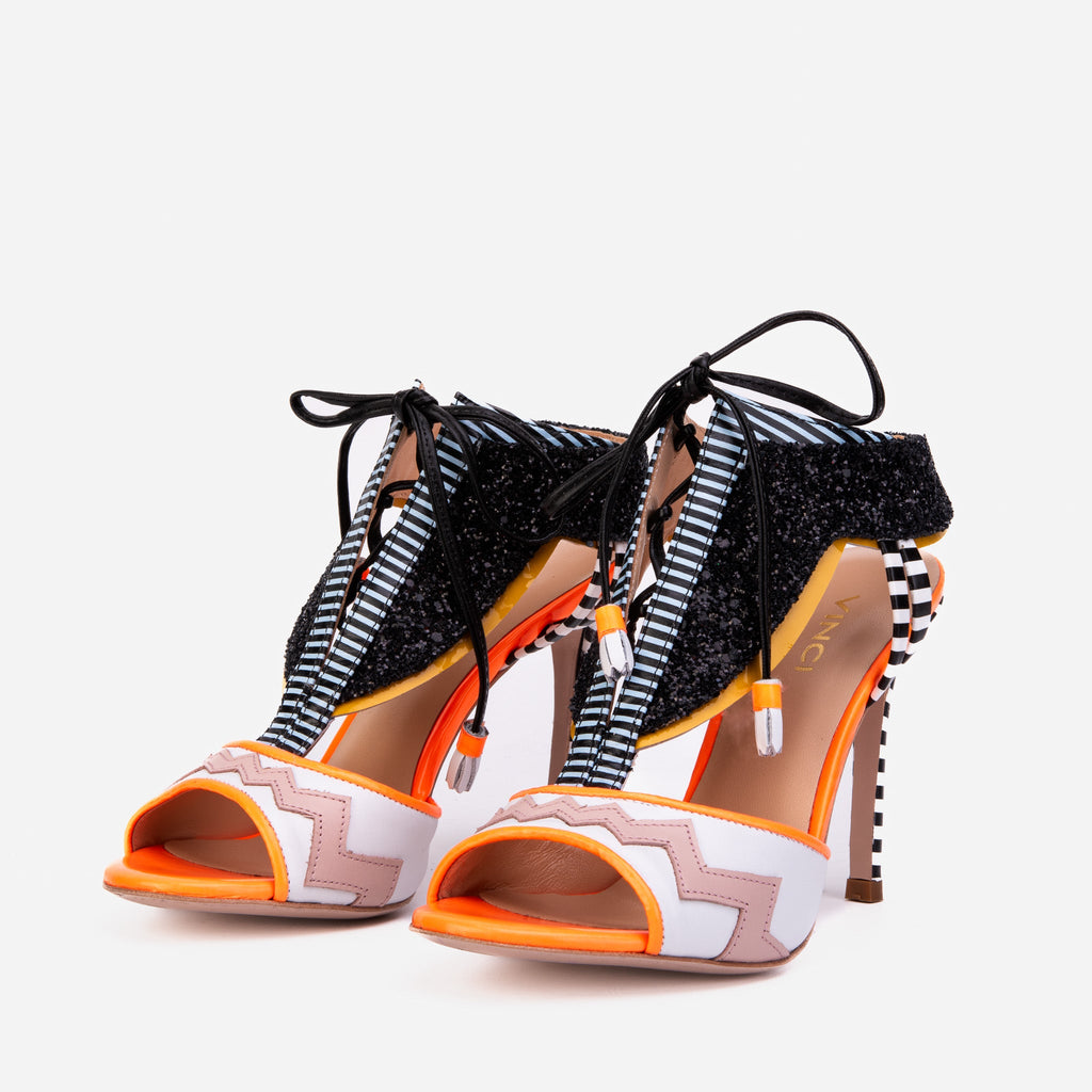 Vinci The Santa Amaro Orange Glitter Leather Women Sandal