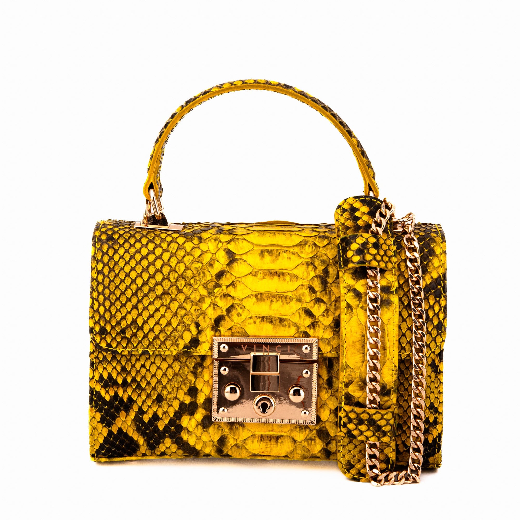 The Queen Yellow Snake Leather Handbag