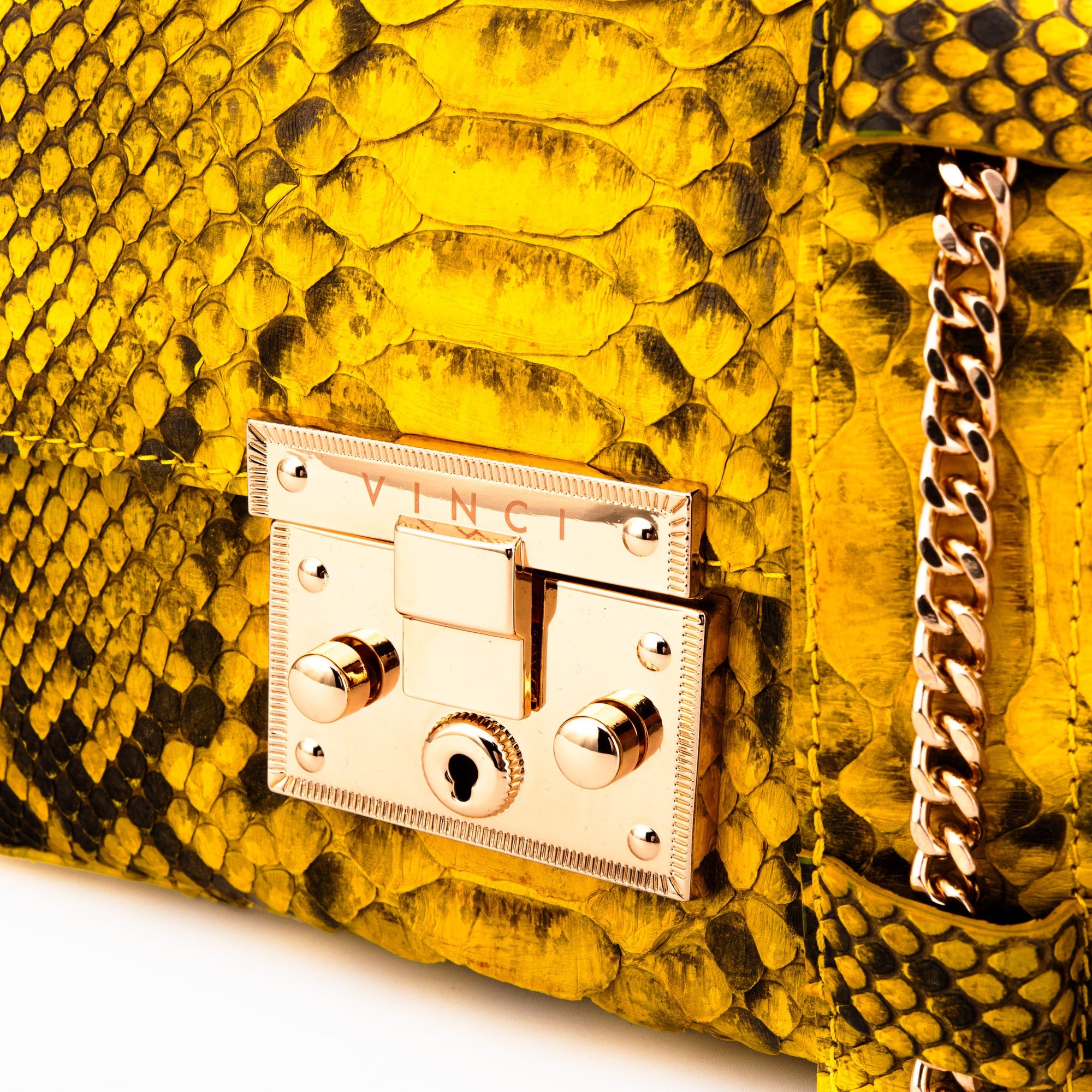 The Queen Yellow Snake Leather Handbag
