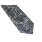 Men's Stacy Adams Tie and Hankie Set Woven Silky Satin #SAT104 Gray Paisley