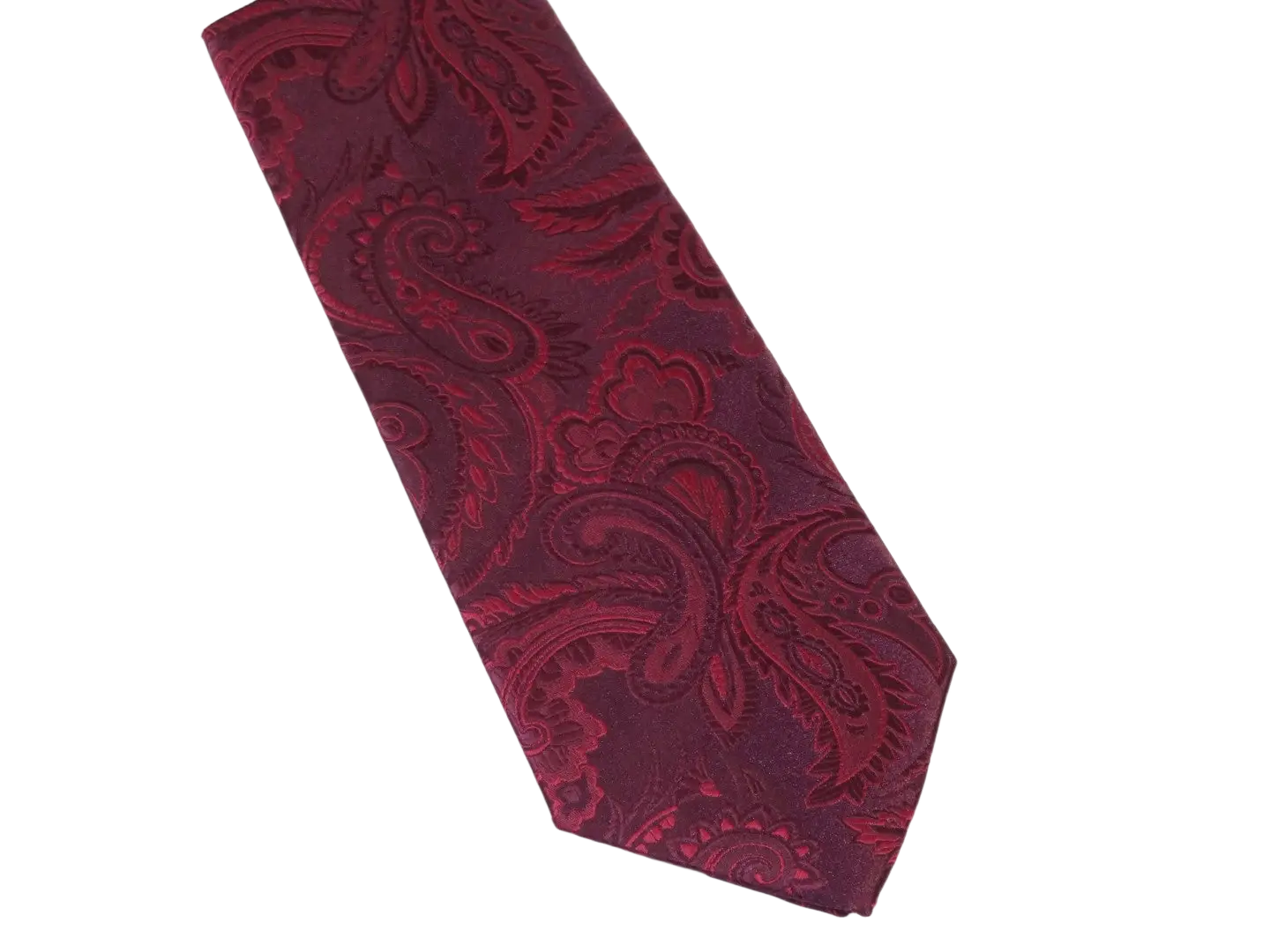 Men's Stacy Adams Tie and Hankie Set Woven Silky Satin #SAT113 Wine Paisley