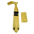 Men's Stacy Adams Tie and Hankie Set Woven Silky Satin #SAT114 Gold Paisley