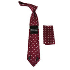 Men's Stacy Adams Tie and Hankie Set Woven Silky Satin #SAT126 Wine Polka Dot
