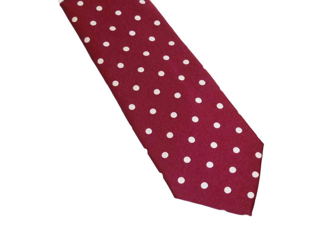 Men's Stacy Adams Tie and Hankie Set Woven Silky Satin #SAT126 Wine Polka Dot
