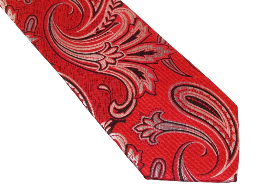 Men's Stacy Adams Tie and Hankie Set Fancy Woven Silky Satin #SAT51 Red